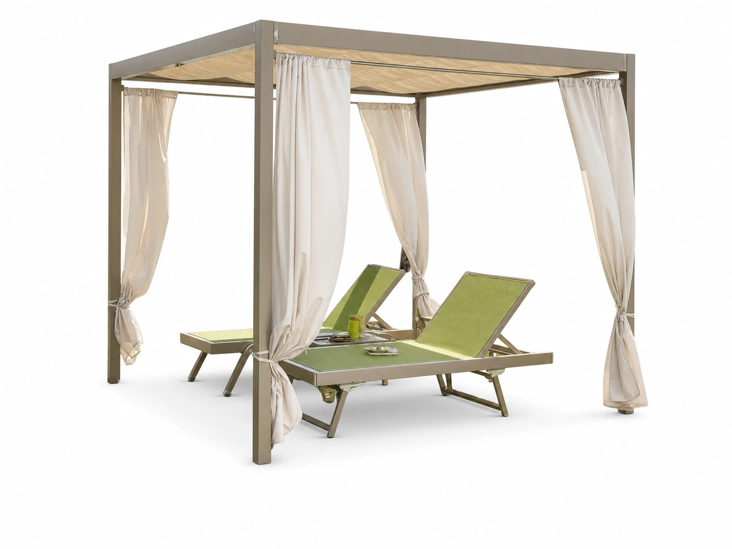 Vista completa del gazebo Raffaello Toscano Forme con tende laterali