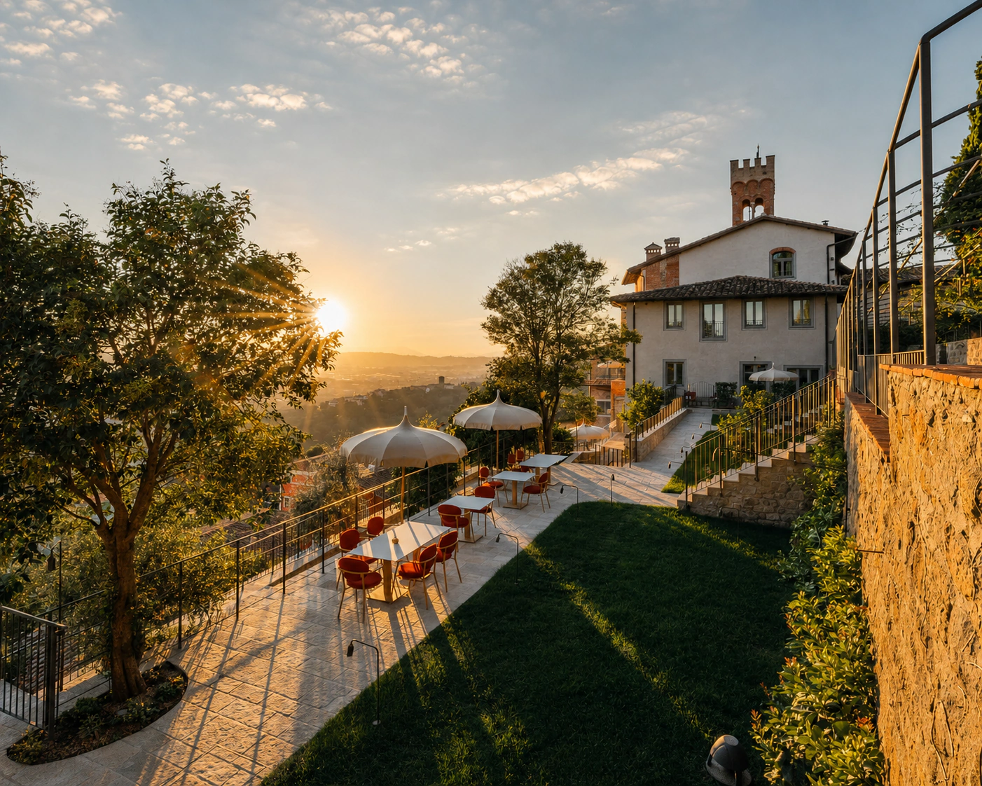Area hospitality Toscano Forme con piscina, cabanas e arredi outdoor